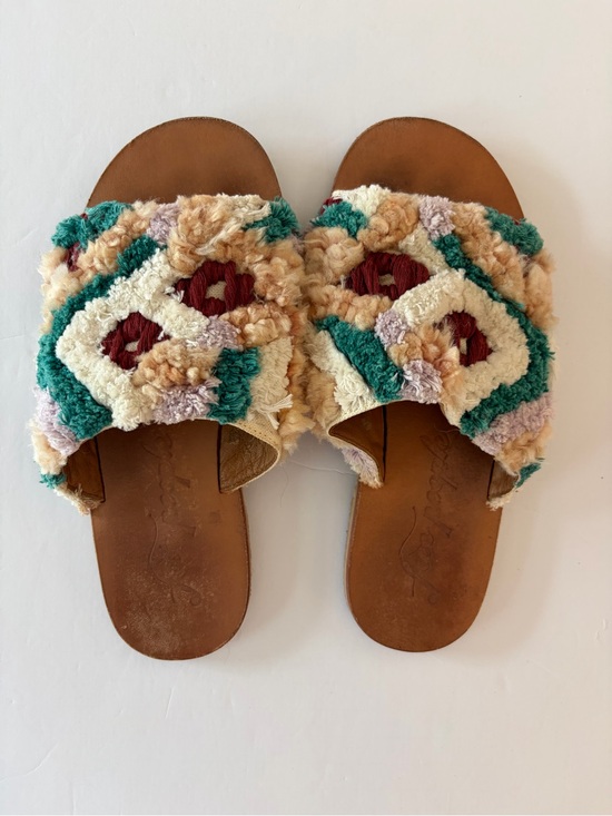 Free People Shoes - Free People Yuma Woven Mule Sandals Leather Tan Embroidery Women's 37 (7 US)